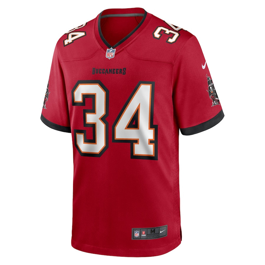 Alternative view of Bryce Hall 34 Tampa Bay Buccaneers Team Game Men Jersey - Red JS7628 nicesnker