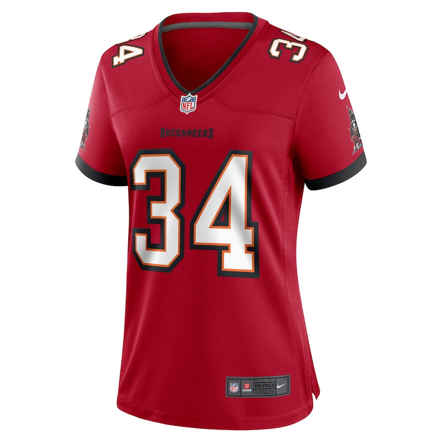 Alternative view of Bryce Hall 34 Tampa Bay Buccaneers Women Team Game Jersey - Red JS5343 nicesnker