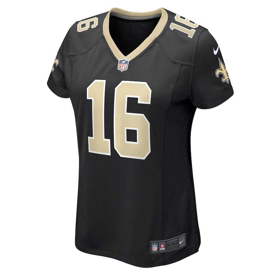 Alternative view of Bub Means 16 New Orleans Saints Women's Game Jersey - Black JS8866 nicesnker