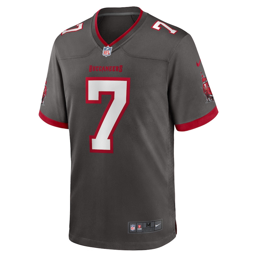 Alternative view of Bucky Irving 7 Tampa Bay Buccaneers Alternate Game Men Jersey - Pewter JS6314 nicesnker