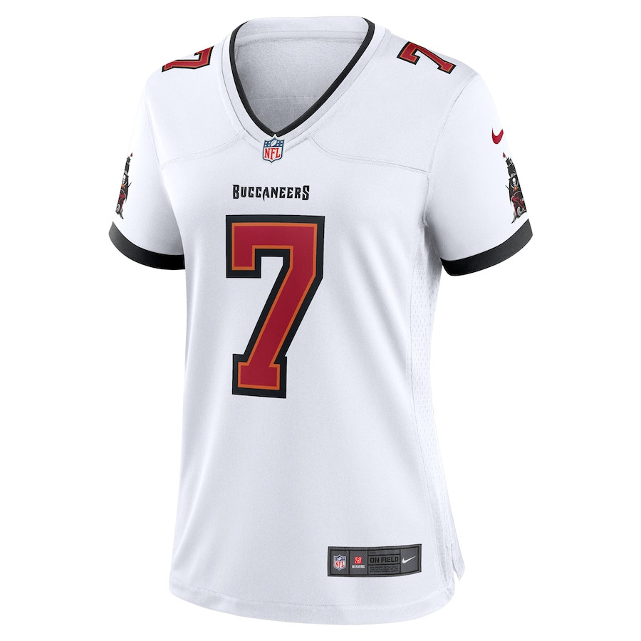 Alternative view of Bucky Irving 7 Tampa Bay Buccaneers Women's Game Jersey - White JS1925 nicesnker