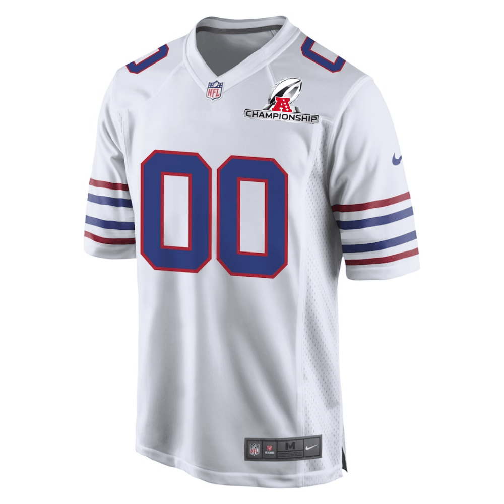Alternative view of Buffalo Bills AFC Championship Patch Game Men Custom Jersey - White JS6403 nicesnker