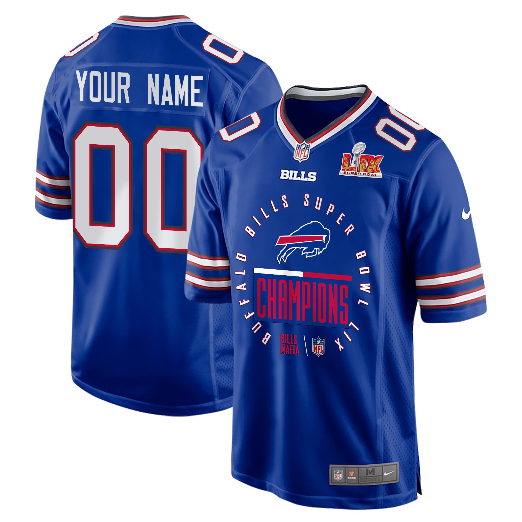 Buffalo Bills Super Bowl LIX Champions Game Men Custom Jersey - Royal JS4426 nicesnker