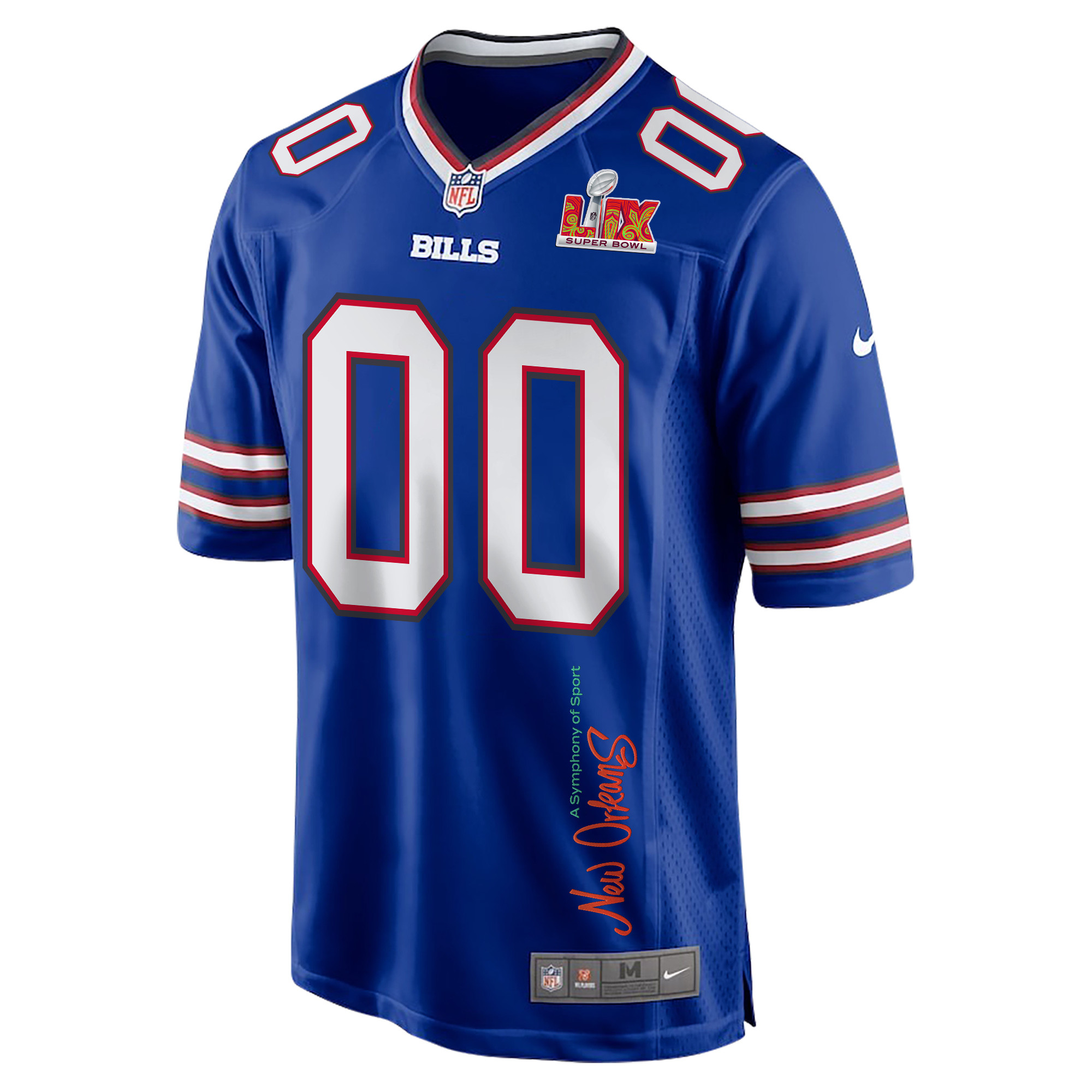 Buffalo Bills Super Bowl LIX 'New Orleans - A Symphony of Sport' EMBROIDERED Game Men Custom Jersey - Royal JS1959 nicesnker - Image 3