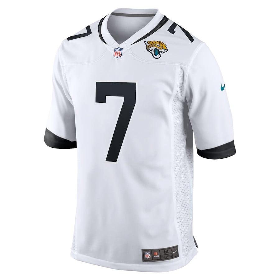 Alternative view of Byron Leftwich 7 Jacksonville Jaguars Men Retired Game Jersey - White JS1772 nicesnker