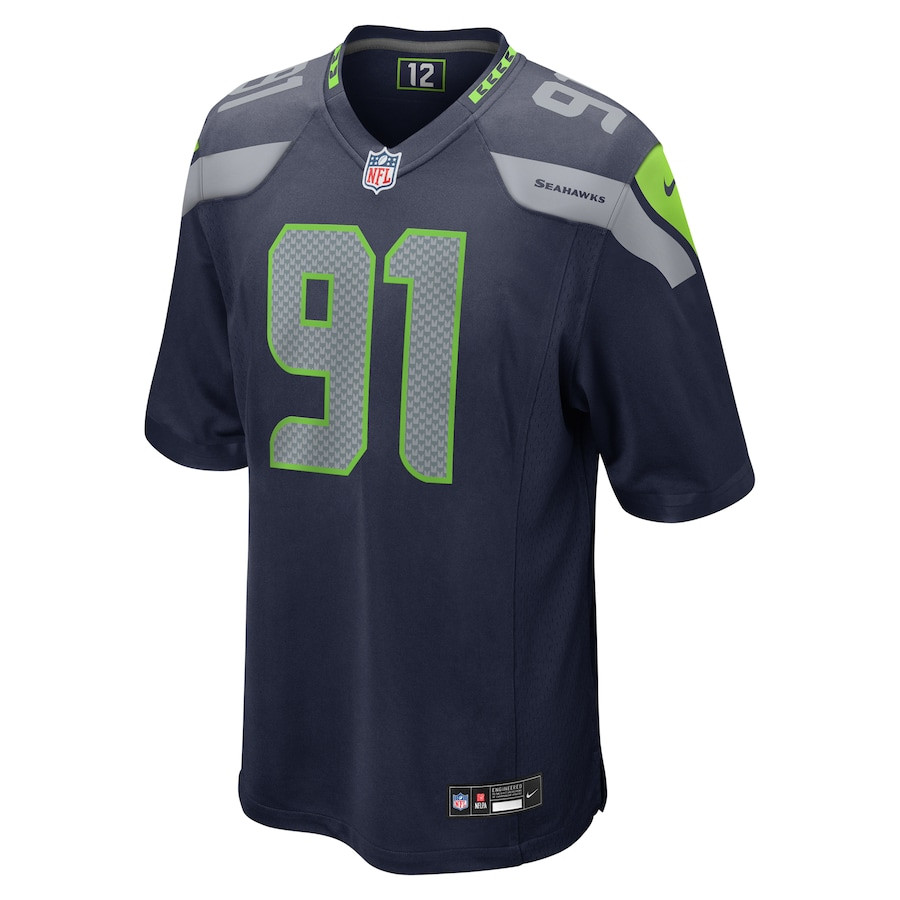 Alternative view of Byron Murphy II 91 Seattle Seahawks Game Men Jersey - College Navy JS9151 nicesnker