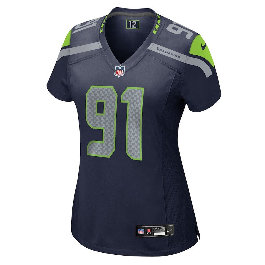 Alternative view of Byron Murphy II 91 Seattle Seahawks Women's Team Game Jersey - College Navy JS6116 nicesnker