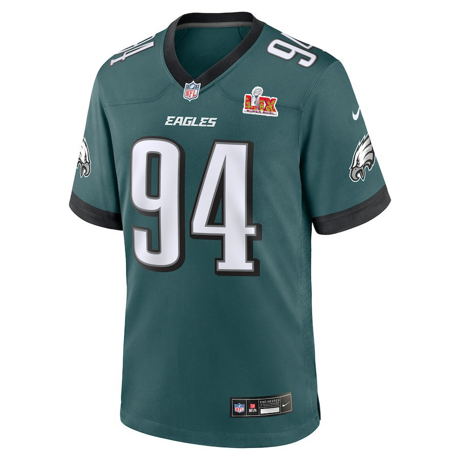Alternative view of Byron Young #94 Philadelphia Eagles Super Bowl LIX Jersey - Men's - Midnight Green JS7424 nicesnker