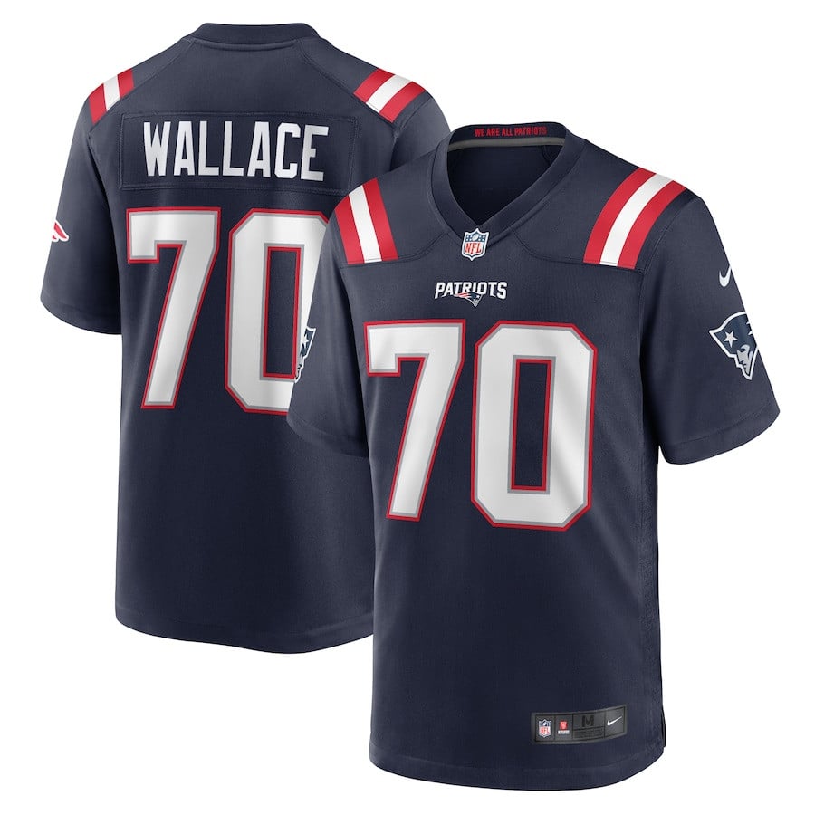 Caedan Wallace 70 New England Patriots Team Game Men Jersey - Navy JS1126 nicesnker