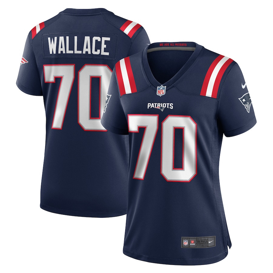 Caedan Wallace 70 New England Patriots Women's Team Game Jersey - Navy JS2649 nicesnker