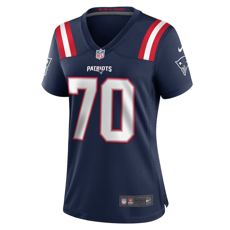 Alternative view of Caedan Wallace 70 New England Patriots Women's Team Game Jersey - Navy JS2649 nicesnker