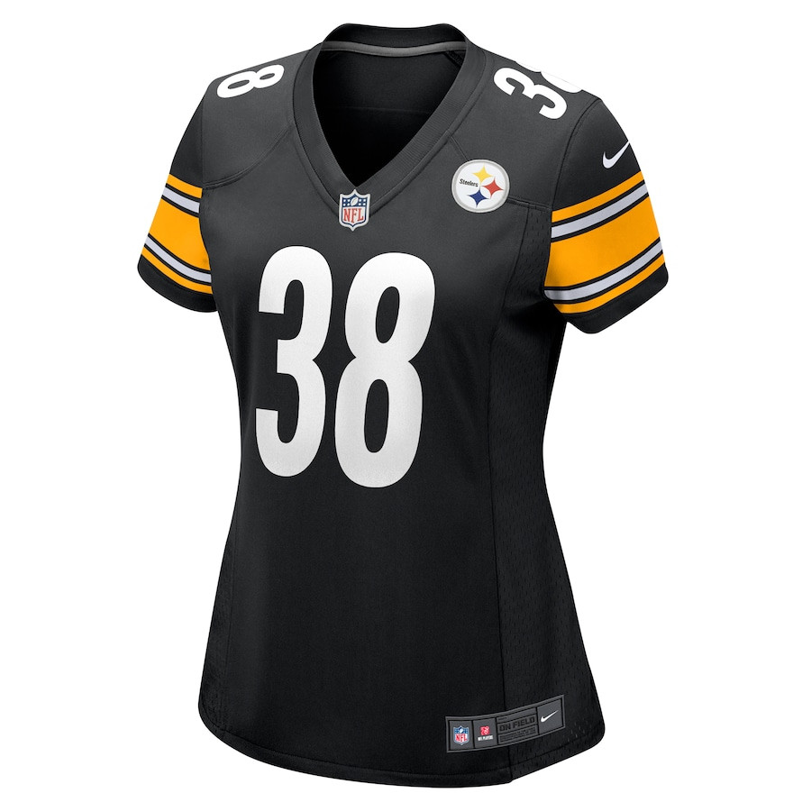 Alternative view of Caleb Johnson 38 Pittsburgh Steelers Game Women Jersey - Black JS9238 nicesnker