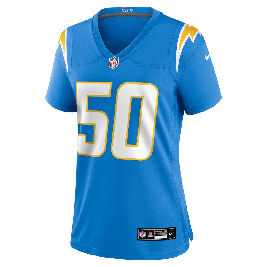 Alternative view of Caleb Murphy 50 Los Angeles Chargers Women's Game Jersey - Powder Blue JS9923 nicesnker