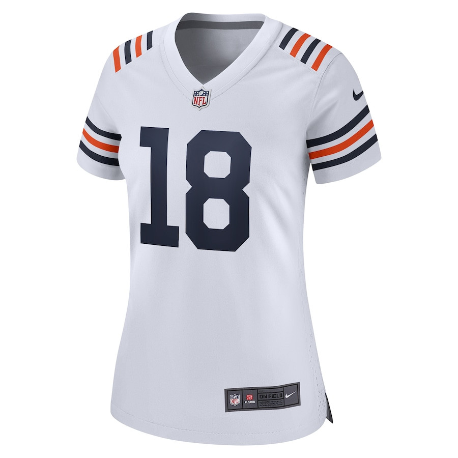 Alternative view of Caleb Williams 18 Chicago Bears 2024 NFL Draft 2nd Alternate Game Player Jersey - White JS2995 nicesnker