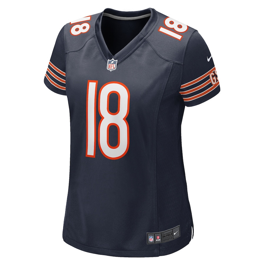 Alternative view of Caleb Williams 18 Chicago Bears 2024 NFL Draft First Round Pick Player Game Jersey - Navy JS4659 nicesnker