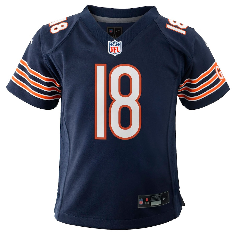 Alternative view of Caleb Williams 18 Chicago Bears 2024 NFL Draft First Round Pick Player Game YOUTH Jersey - Navy JS8703 nicesnker