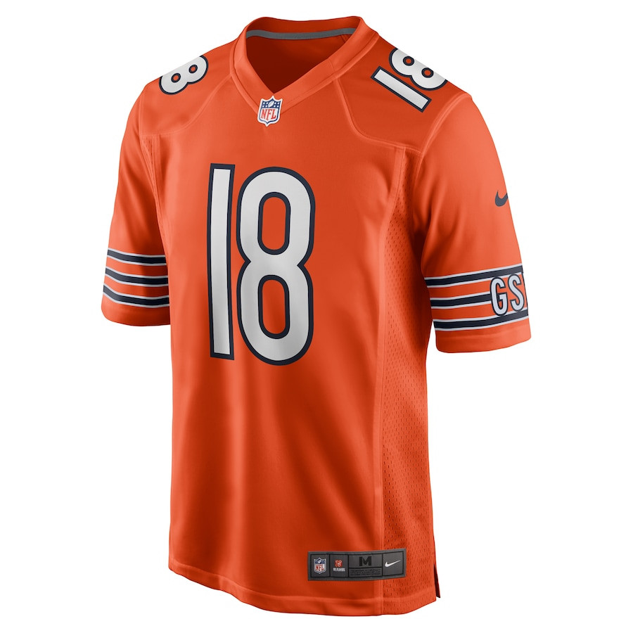 Alternative view of Caleb Williams 18 Chicago Bears Alternate 2024 NFL Draft First Round Pick Player Game Jersey - Orange JS3767 nicesnker