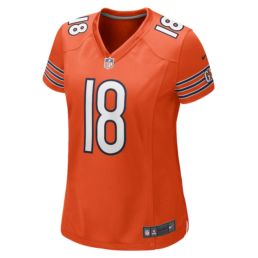Alternative view of Caleb Williams 18 Chicago Bears Women Alternate Game Jersey - Orange JS4232 nicesnker