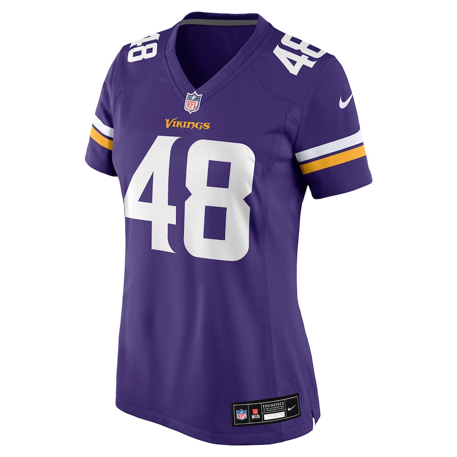 Alternative view of Calvin Munson 48 Minnesota Vikings Women's Game Jersey - Purple JS3759 nicesnker