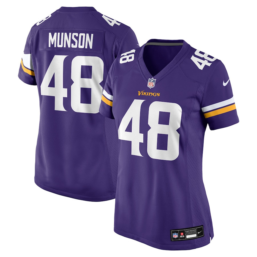 Calvin Munson 48 Minnesota Vikings Women's Game Jersey - Purple JS3759 nicesnker