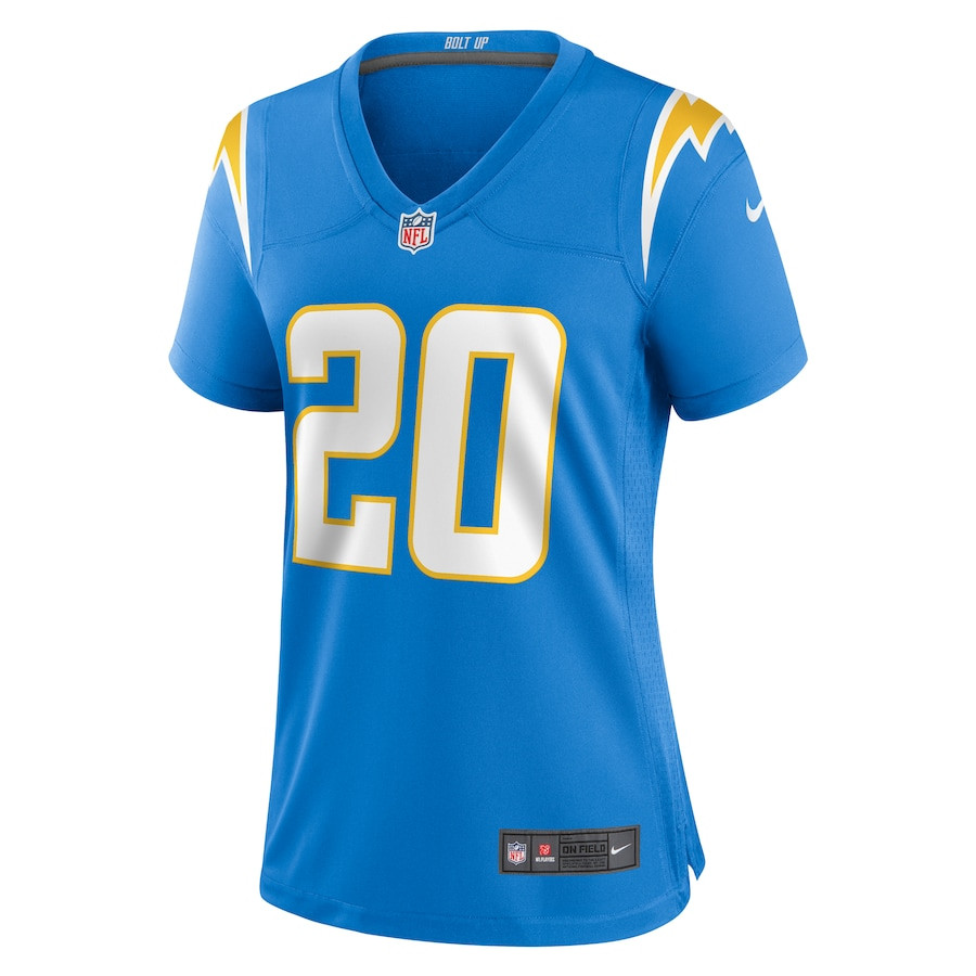 Alternative view of Cam Hart 20 Los Angeles Chargers Women's Game Jersey - Powder Blue JS2394 nicesnker