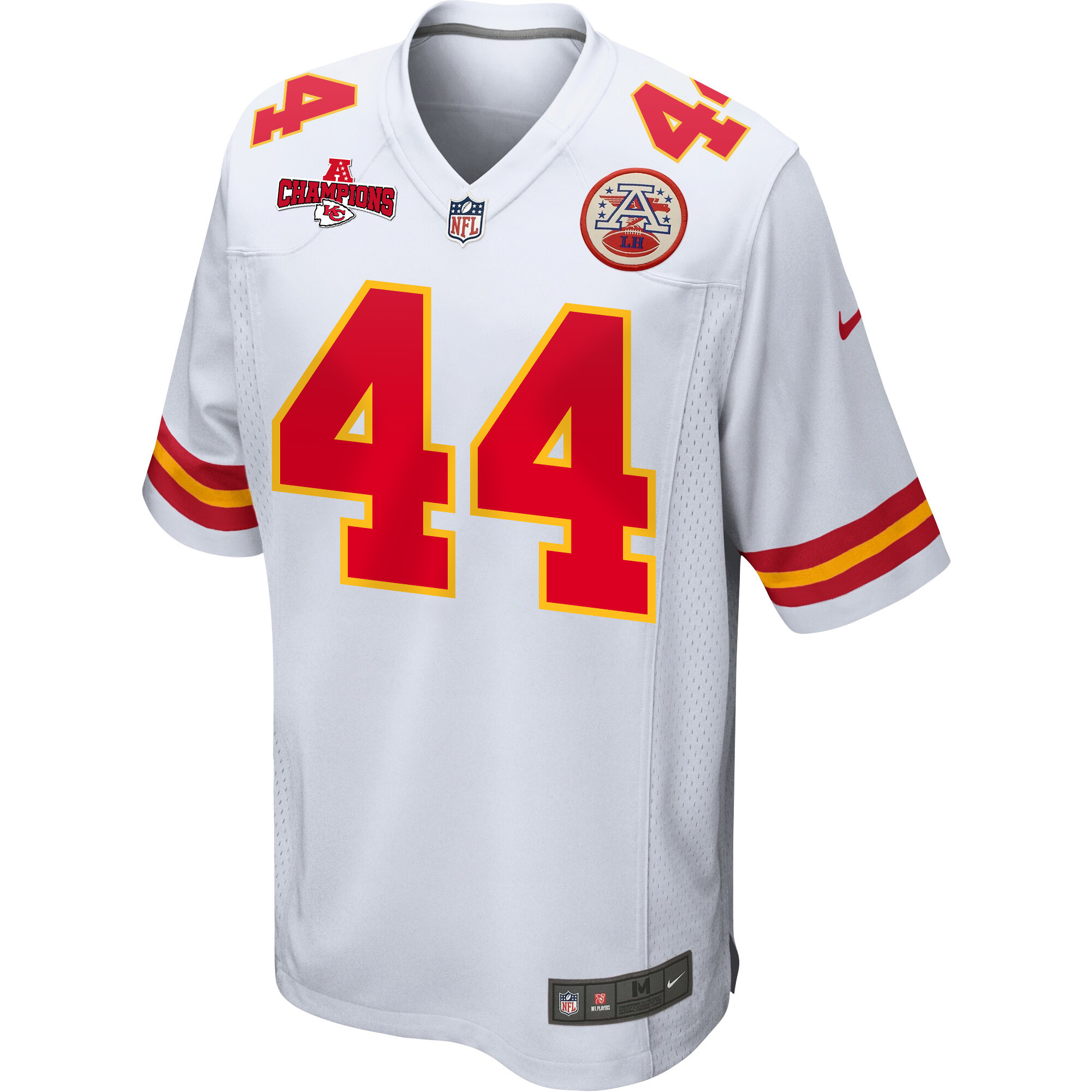 Alternative view of Cam Jones 44 Kansas City Chiefs AFC Champions Patch Game Men Jersey - White JS2992 nicesnker