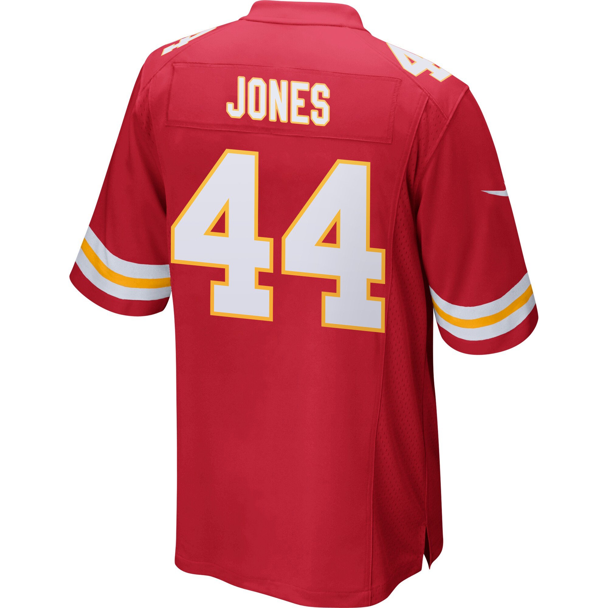Alternative view of Cam Jones 44 Kansas City Chiefs Super Bowl LIX Champions Patch 'New Orleans - The Ultimate Showdown' EMBROIDERED Game Men Jersey - Red JS8669 nicesnker