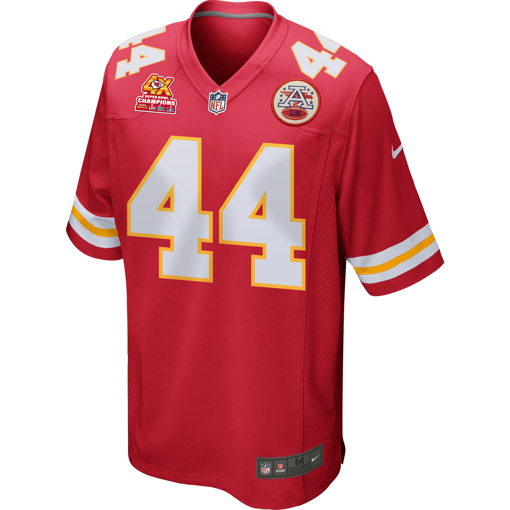 Alternative view of Cam Jones 44 Kansas City Chiefs Super Bowl LVIII Champions 4X Game Men Jersey - Red JS5098 nicesnker