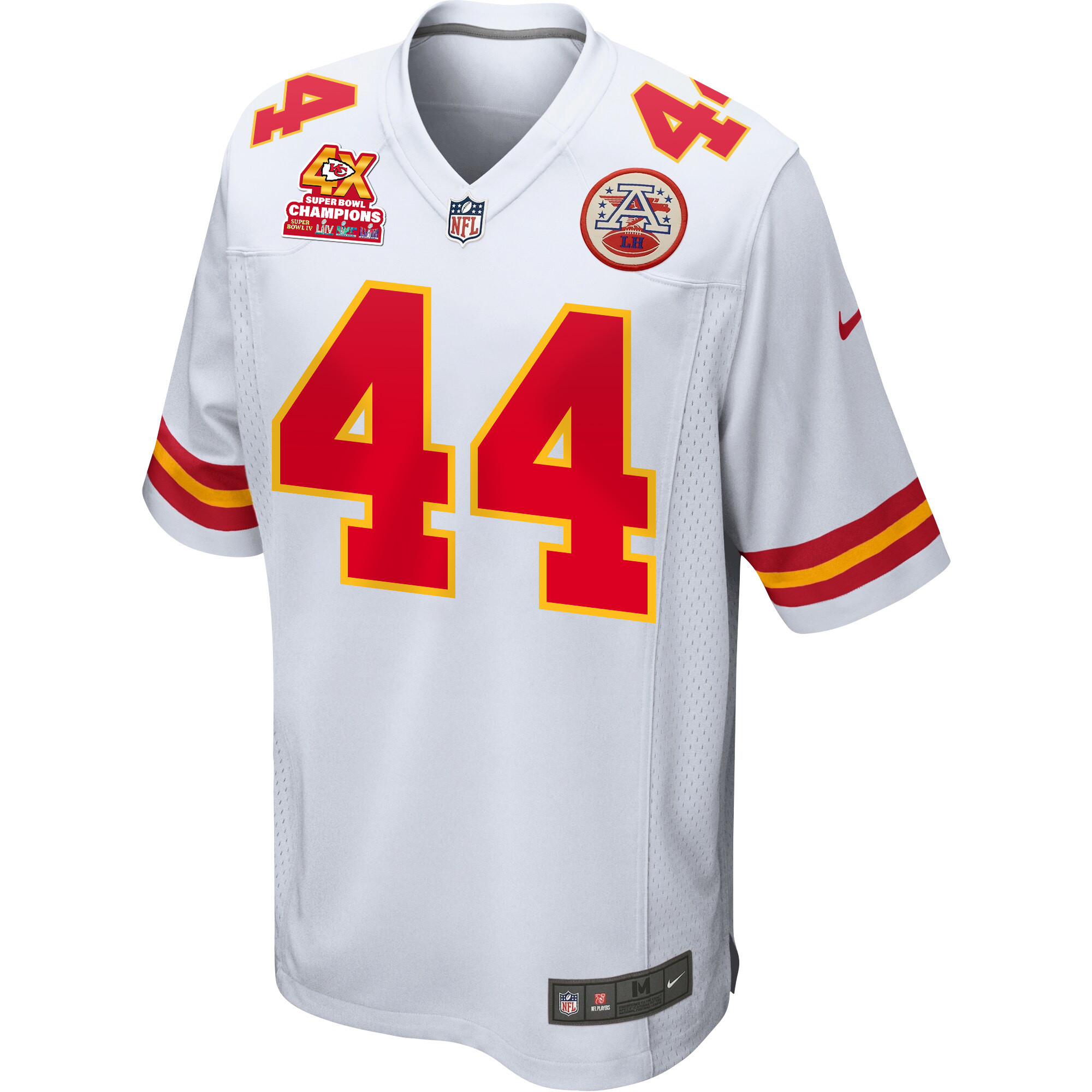 Alternative view of Cam Jones 44 Kansas City Chiefs Super Bowl LVIII Champions 4X Game Men Jersey - White JS9908 nicesnker
