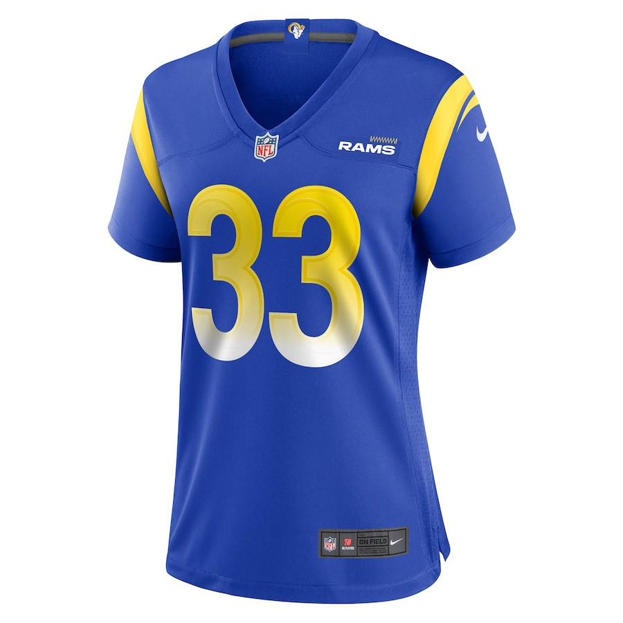 Alternative view of Cam Lampkin 33 Los Angeles Rams Women's Game Jersey - Royal JS4942 nicesnker