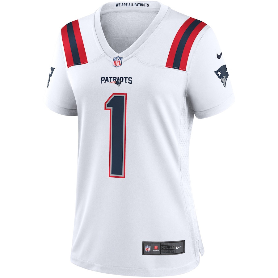 Alternative view of Cam Newton 1 New England Patriots Women Game Jersey - White JS8943 nicesnker