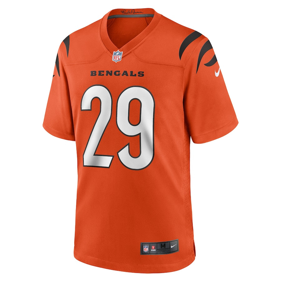 Alternative view of Cam Taylor-Britt 29 Cincinnati Bengals Alternate Game Men Jersey - Orange JS4428 nicesnker
