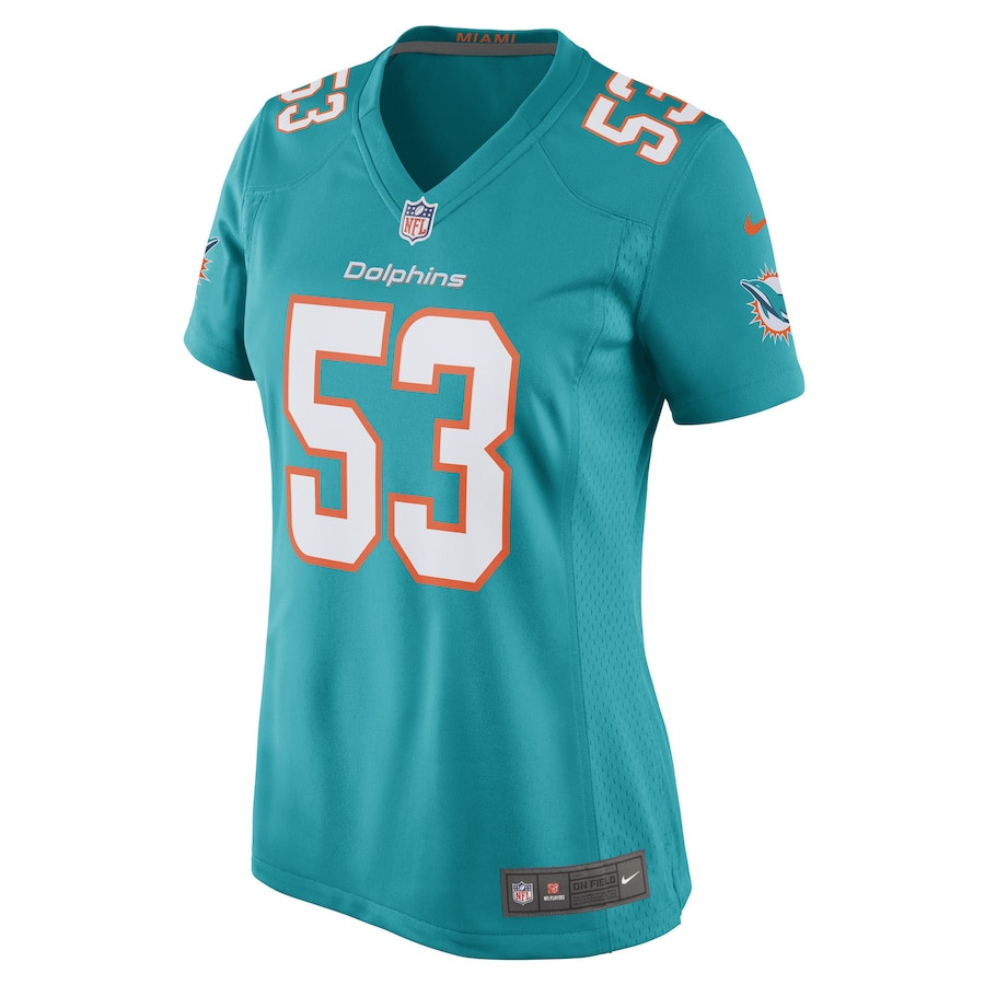 Alternative view of Cameron Goode 53 Miami Dolphins Women Game Jersey - Aqua JS7319 nicesnker