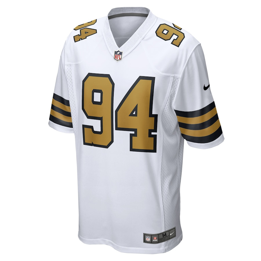 Alternative view of Cameron Jordan 94 New Orleans Saints Alternate Game Men Jersey - White JS8350 nicesnker