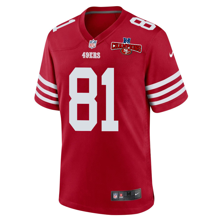 Alternative view of Cameron Latu 81 San Francisco 49ers NFC Champions Patch Game Men Jersey - Scarlet JS5746 nicesnker