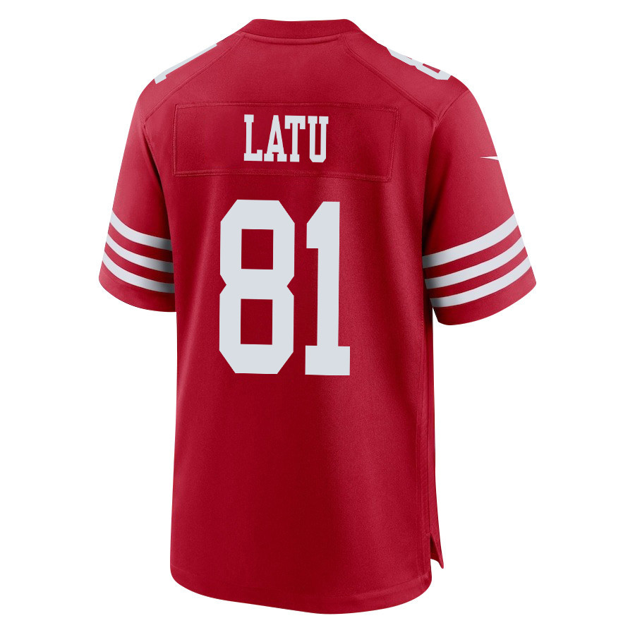 Cameron Latu 81 San Francisco 49ers NFC Champions Patch Game Men Jersey - Scarlet JS5746 nicesnker - Image 3