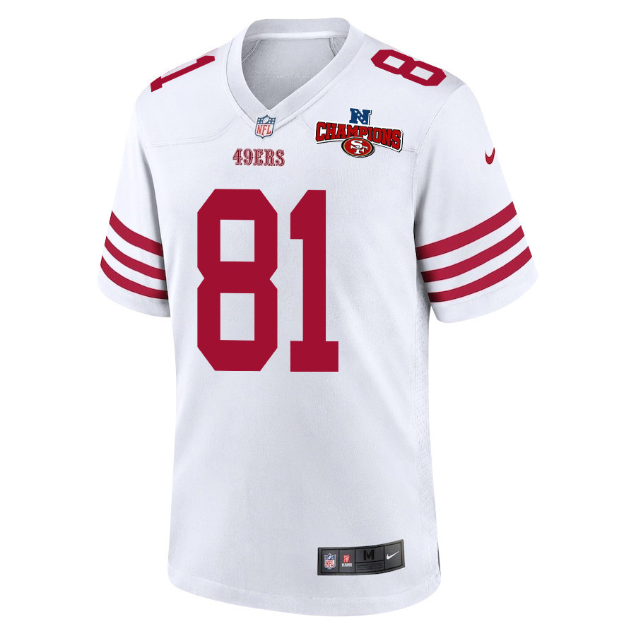 Alternative view of Cameron Latu 81 San Francisco 49ers NFC Champions Patch Game Men Jersey - White JS7542 nicesnker