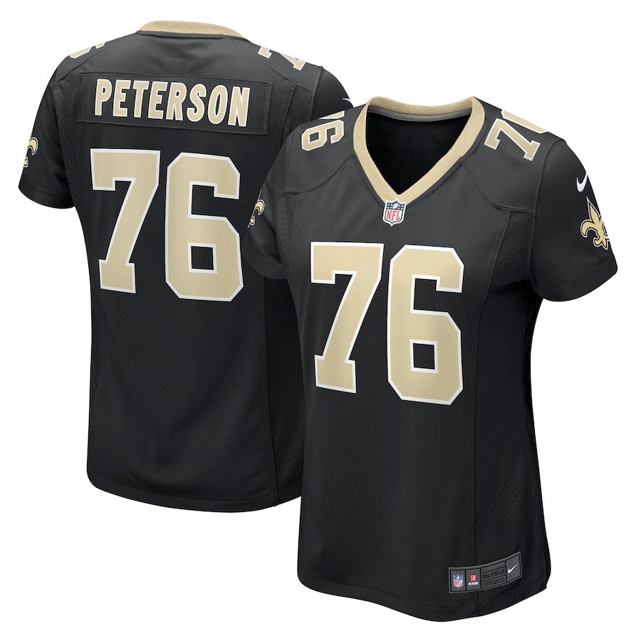 Camron Peterson 76 New Orleans Saints Women's Game Jersey - Black JS9120 nicesnker