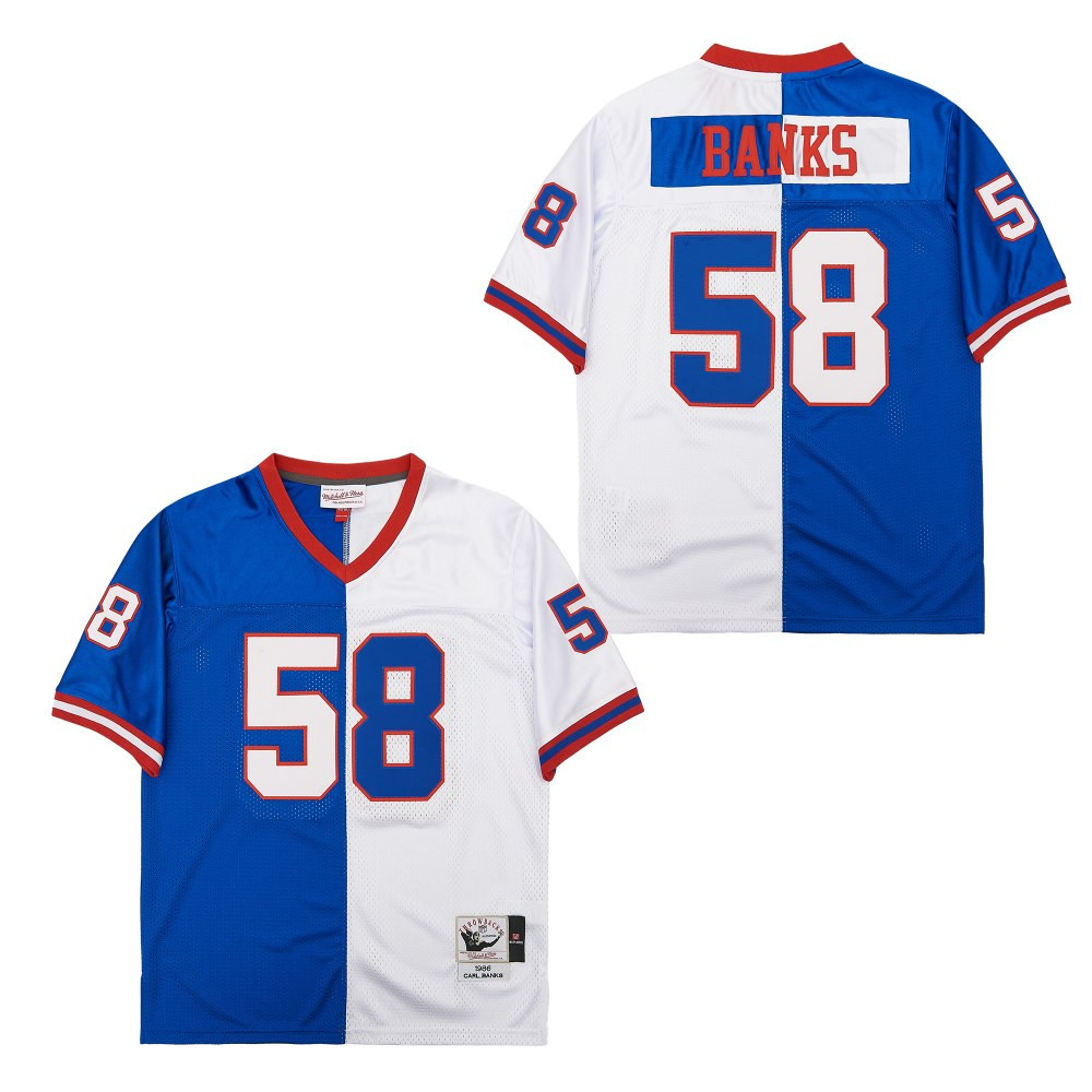Alternative view of Carl Banks 58 New York Giants Two-Toned Throwback Men Jersey - Blue/White JS8339 nicesnker
