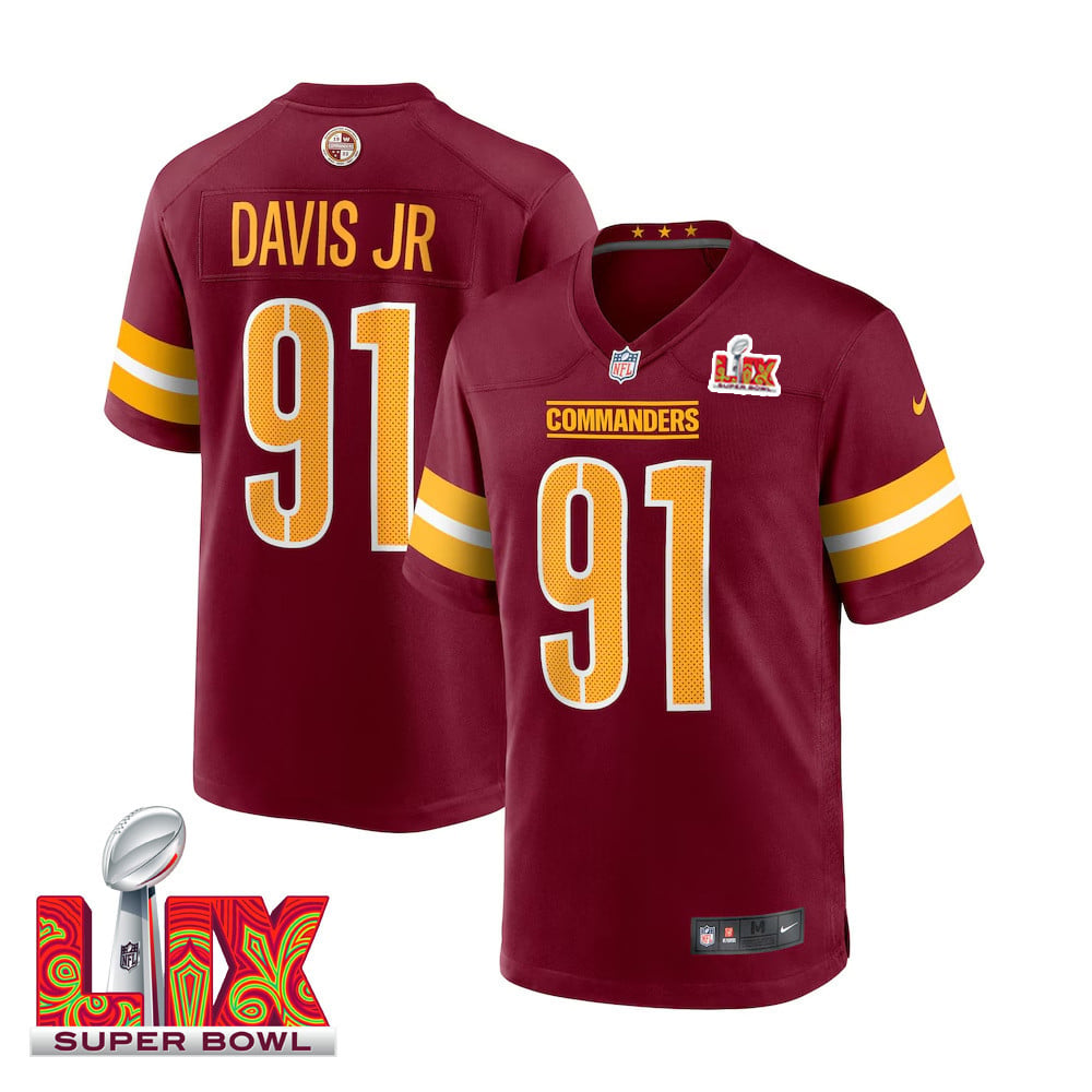 Carl Davis Jr. #91 Washington Commanders Super Bowl LIX Jersey - Men's - Burgundy JS4150 nicesnker