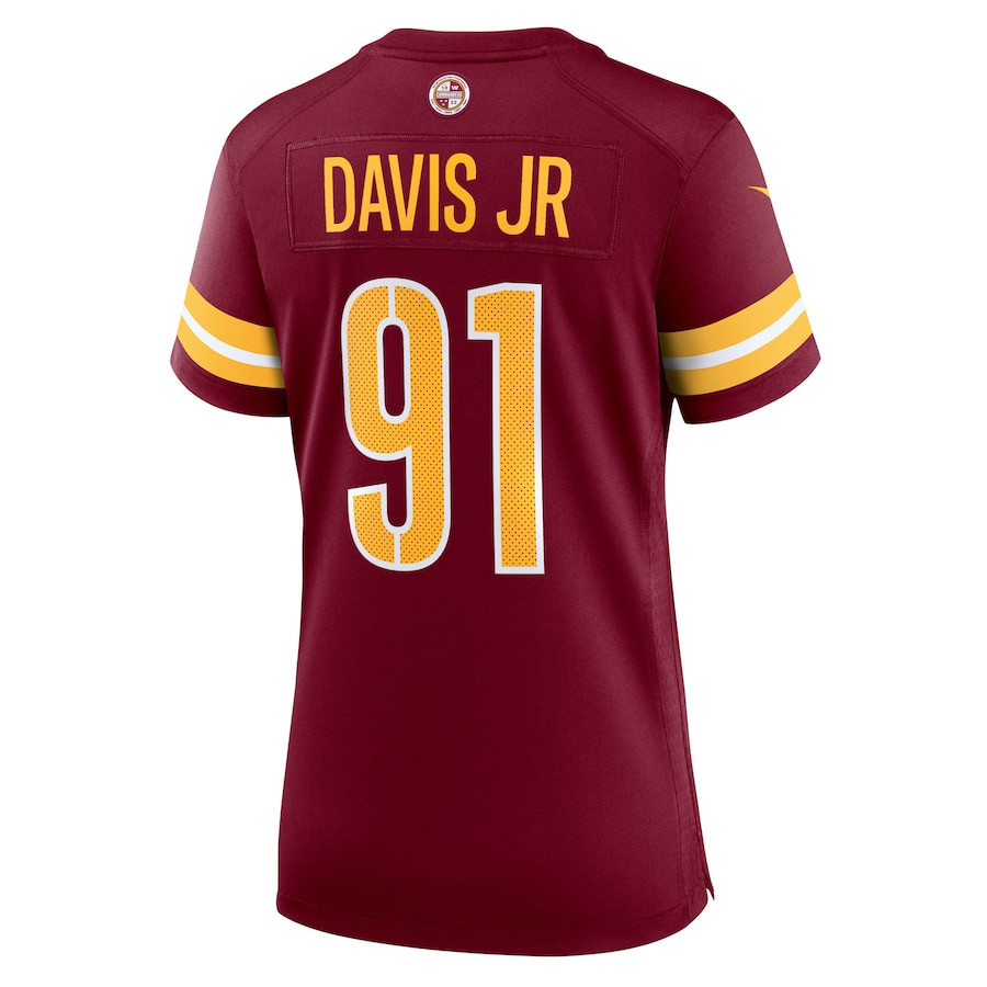 Carl Davis Jr. 91 Washington Commanders Women's Team Game Jersey - Burgundy JS3995 nicesnker - Image 3