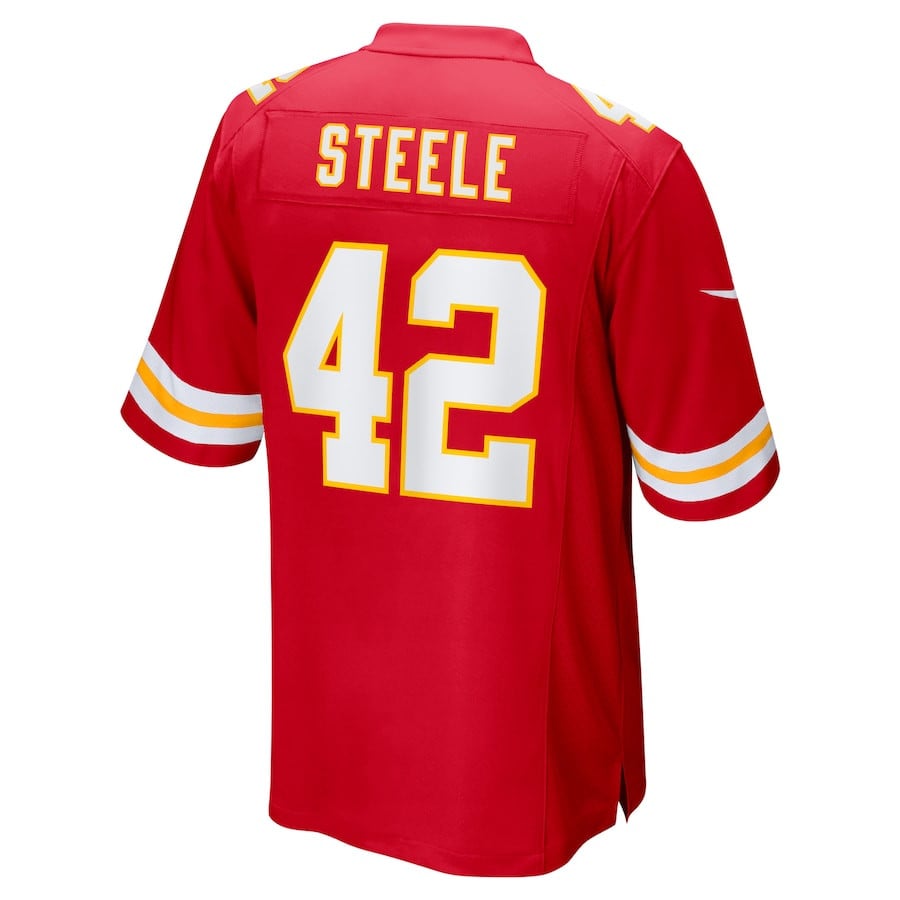 Carson Steele 42 Kansas City Chiefs Game Men Jersey - Red JS9586 nicesnker - Image 3