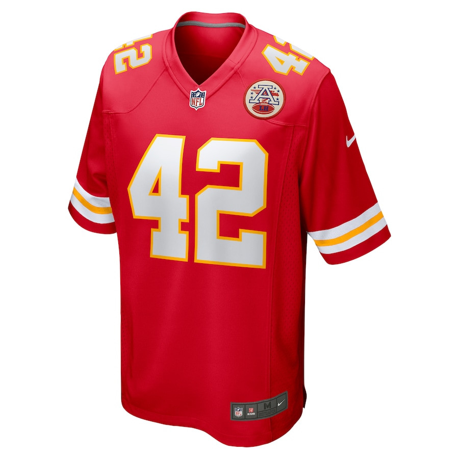 Alternative view of Carson Steele 42 Kansas City Chiefs Game Men Jersey - Red JS9586 nicesnker