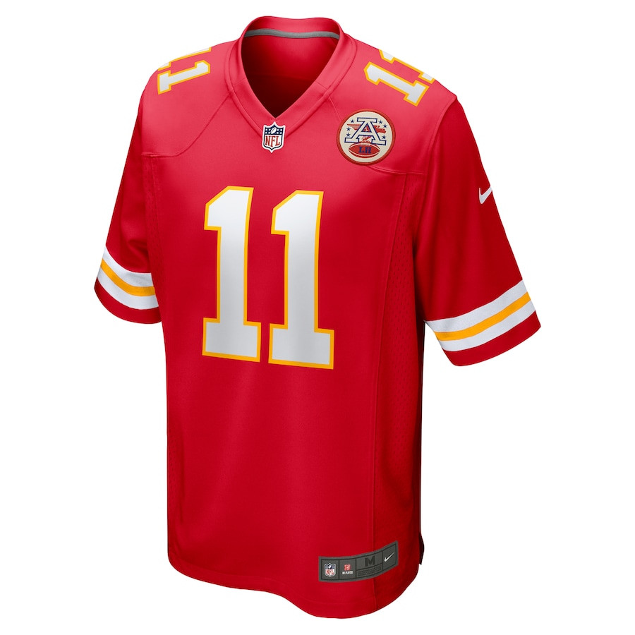 Alternative view of Carson Wentz 11 Kansas City Chiefs Game Men Jersey - Red JS8275 nicesnker