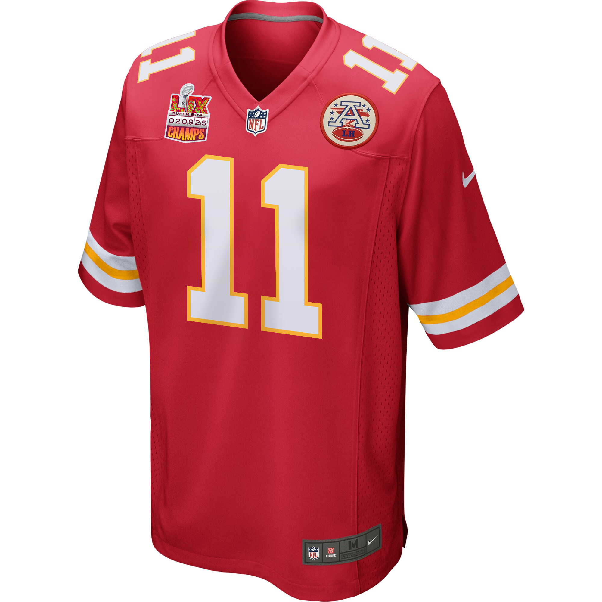 Carson Wentz 11 Kansas City Chiefs Super Bowl LIX Champions Patch Game Men Jersey - Red JS4289 nicesnker - Image 3
