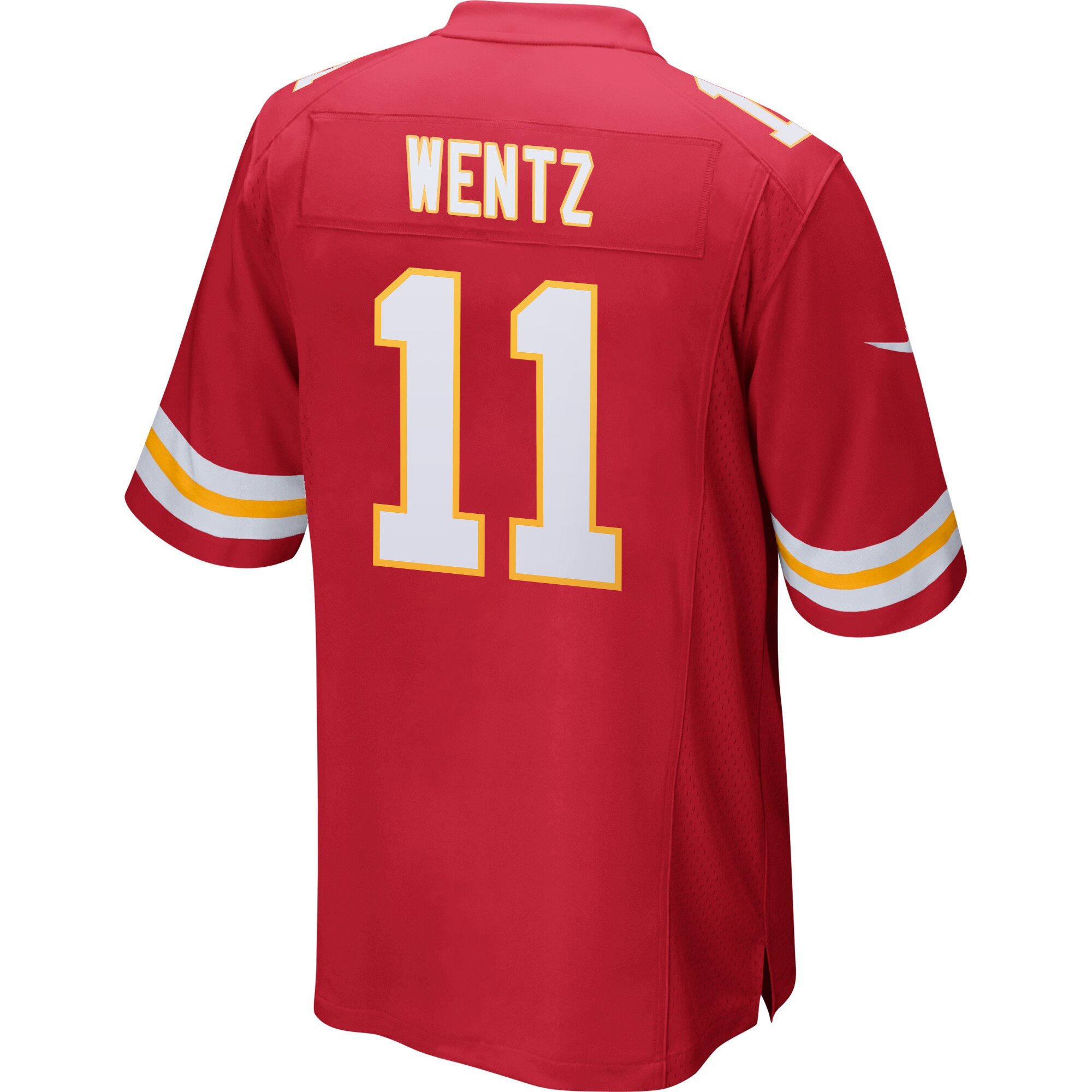 Alternative view of Carson Wentz 11 Kansas City Chiefs Super Bowl LIX Champions Patch Game Men Jersey - Red JS4289 nicesnker