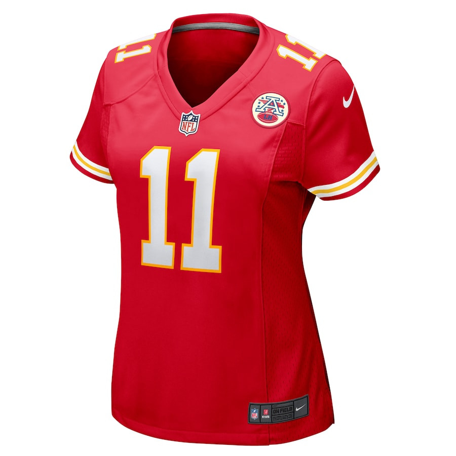 Alternative view of Carson Wentz 11 Kansas City Chiefs Women's Game Jersey - Red JS3022 nicesnker