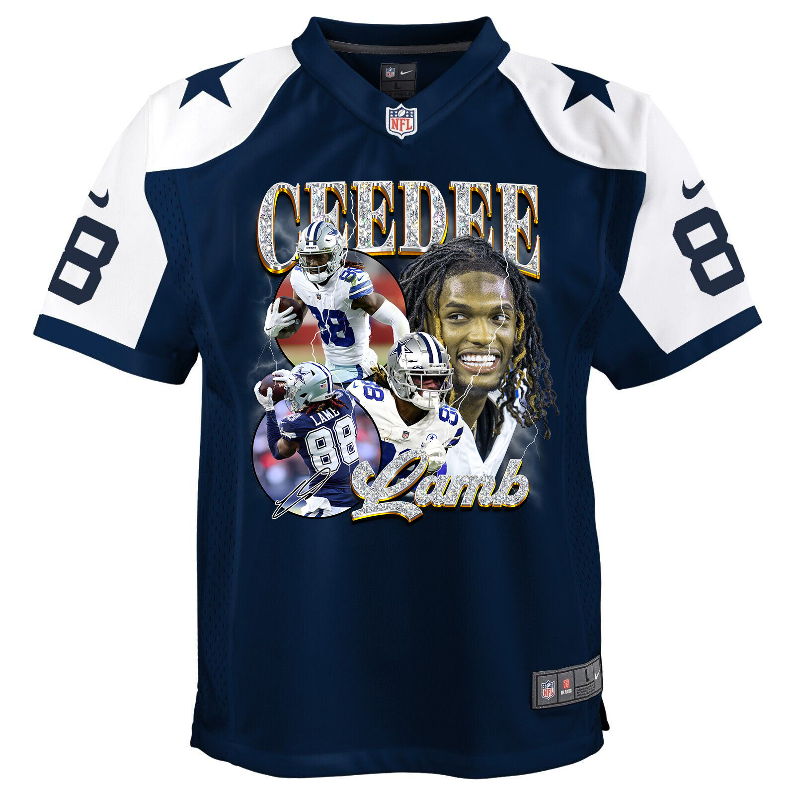 Alternative view of CeeDee Lamb 88 Dallas Cowboys Cee Works Hard Alternate Game YOUTH Jersey JS7001 nicesnker