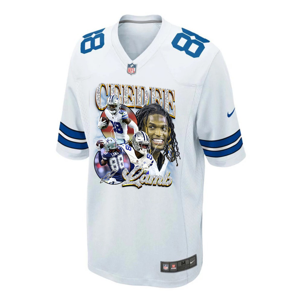 Alternative view of CeeDee Lamb 88 Dallas Cowboys Cee Works Hard Home Game Men Jersey - White JS2514 nicesnker
