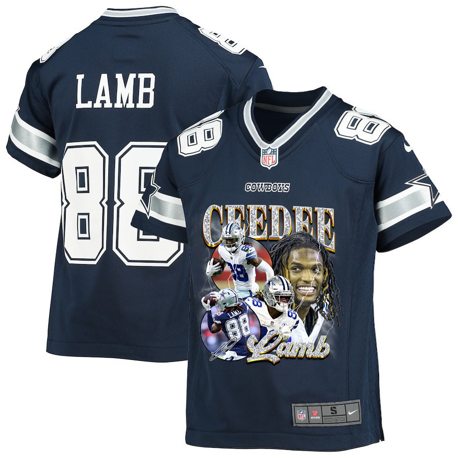 CeeDee Lamb 88 Dallas Cowboys Cee Works Hard Home Game YOUTH Jersey JS6932 nicesnker